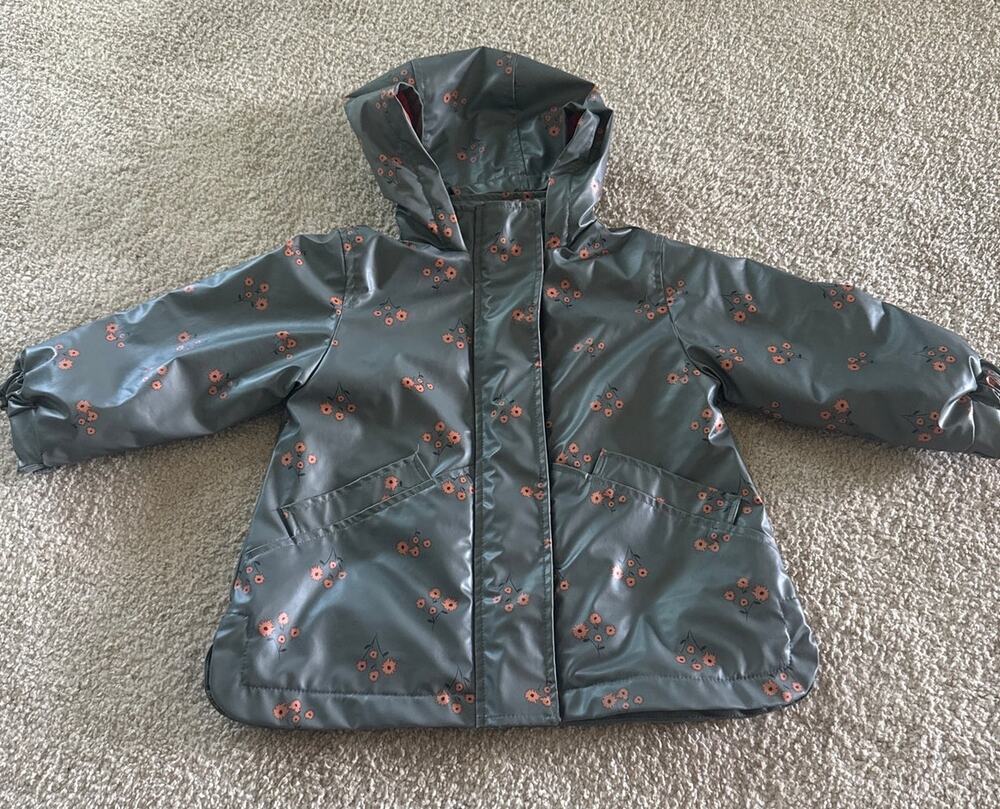 Zara Toddler Girls Floral Water Resistant Coat Jacket Sz 2-3Y NWT